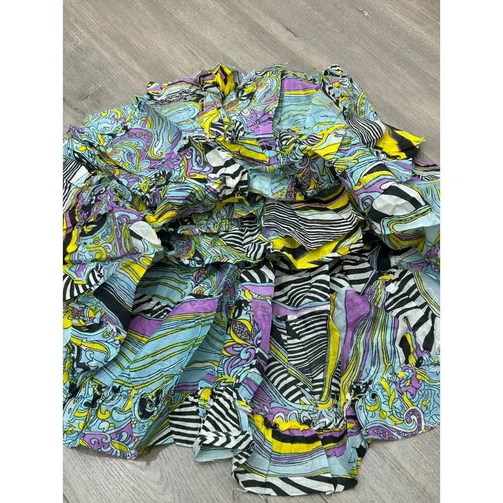 Raj Womens Multicolor Printed Elastic Waist Tiered Midi Skirt‎ Boho One Size NWT
